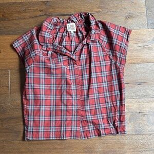 Stylish Red Plaid Blouse by Sandy Liang